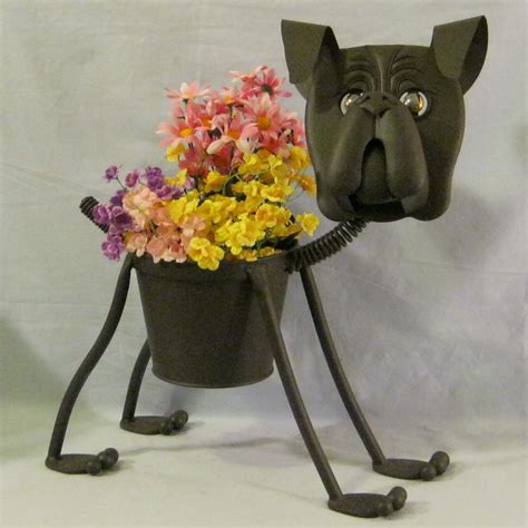 boxer dog metal planter|Amazon.com: Metal Dog Planter.